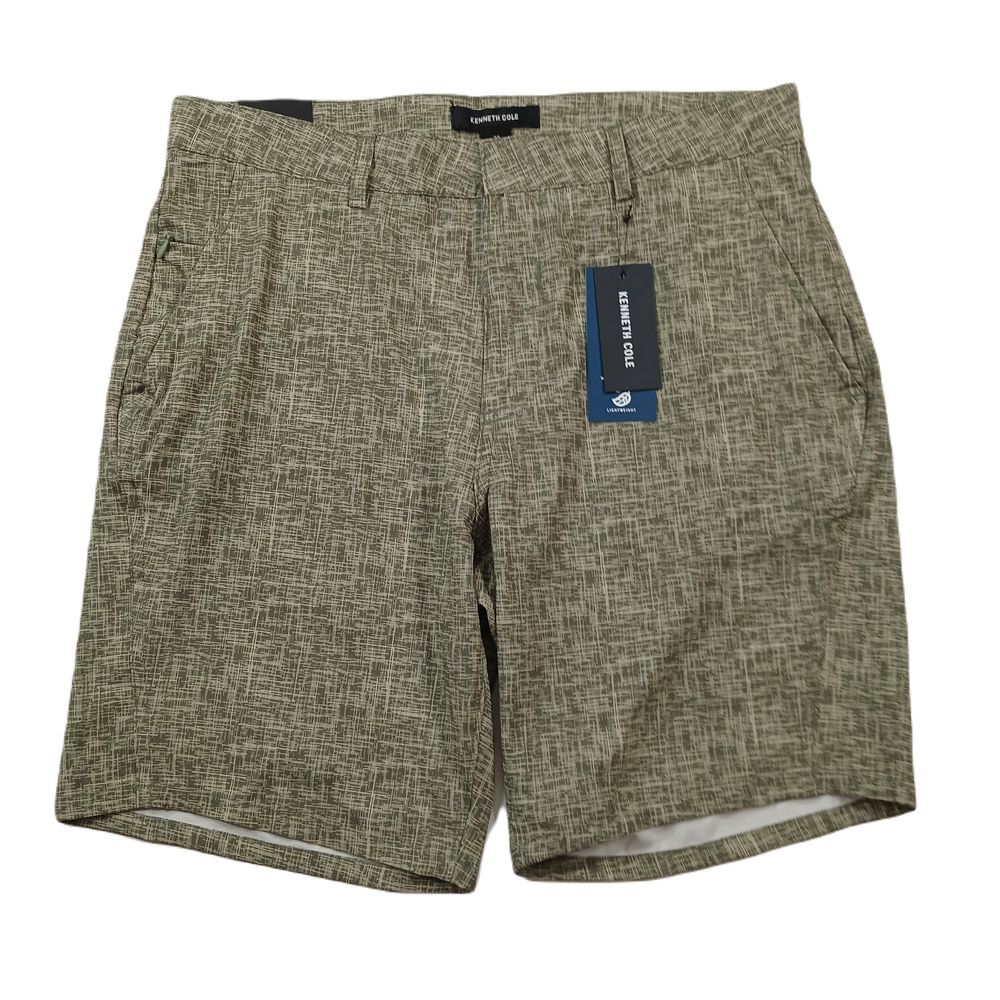 Kenneth Cole Slim Abstract Print Shorts Mens 32 Green Water Repel 4‎ Way Stretch